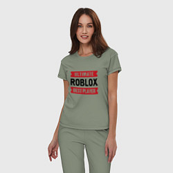 Пижама хлопковая женская Roblox: таблички Ultimate и Best Player, цвет: авокадо — фото 2