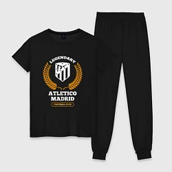 Пижама хлопковая женская Лого Atletico Madrid и надпись Legendary Football, цвет: черный