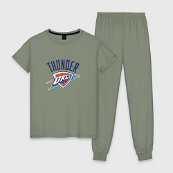 Пижама хлопковая женская Оклахома-Сити Тандер NBA, цвет: авокадо