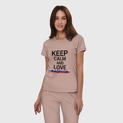 Пижама хлопковая женская Keep calm Kaspiysk Каспийск, цвет: пыльно-розовый — фото 2