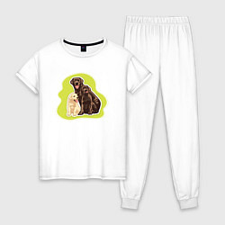 Пижама хлопковая женская Лабрадор ретривер Собаки, цвет: белый