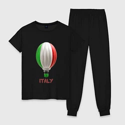 Пижама хлопковая женская 3d aerostat Italy flag, цвет: черный