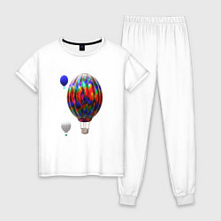 Пижама хлопковая женская 3d aerostats colorful, цвет: белый