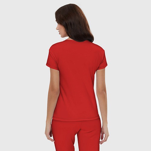 Женская пижама Лось на фоне города / Красный – фото 4