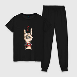 Пижама хлопковая женская Rock Symbol, цвет: черный