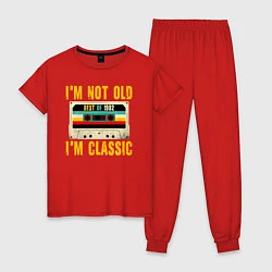 Пижама хлопковая женская Я не старый я классический 1982 аудиокассета, цвет: красный
