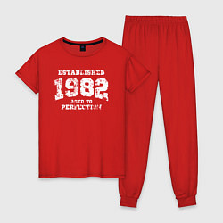 Пижама хлопковая женская Основана в 1982 году доведено до совершенства, цвет: красный