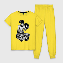 Пижама хлопковая женская Bruce Lee - Vinyl Dj, цвет: желтый