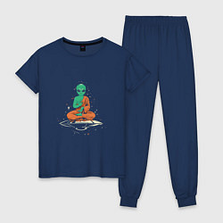 Пижама хлопковая женская Space - Yoga, цвет: тёмно-синий