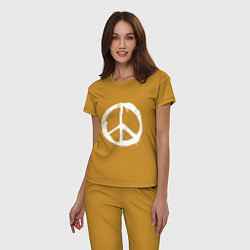 Пижама хлопковая женская Pacific symbol white, цвет: горчичный — фото 2