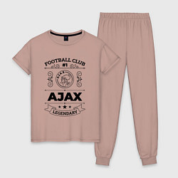 Пижама хлопковая женская Ajax: Football Club Number 1 Legendary, цвет: пыльно-розовый
