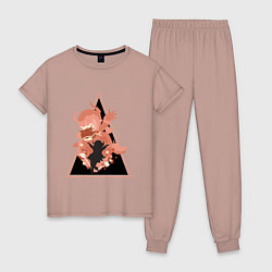 Пижама хлопковая женская Genshin impact Kli Art, цвет: пыльно-розовый