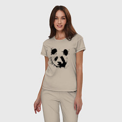 Пижама хлопковая женская Прикольный панда - клякса, цвет: миндальный — фото 2
