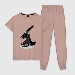Пижама хлопковая женская Berserk the Black Swordsman, цвет: пыльно-розовый