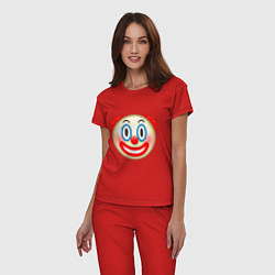 Пижама хлопковая женская Эмодзи Клоун, цвет: красный — фото 2