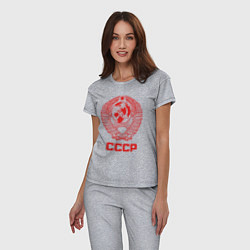Пижама хлопковая женская Герб СССР: Советский союз, цвет: меланж — фото 2