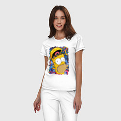 Пижама хлопковая женская Мозг Гомера Симпсона - постер, цвет: белый — фото 2