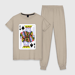 Пижама хлопковая женская Игральная карта - Король, цвет: миндальный