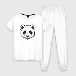 Пижама хлопковая женская Голова милой панды, цвет: белый