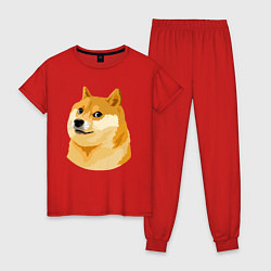 Пижама хлопковая женская Пёс Доге, цвет: красный