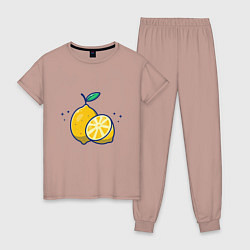 Пижама хлопковая женская Вкусные Лимончики, цвет: пыльно-розовый