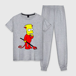 Пижама хлопковая женская Bart Simpson - devil, цвет: меланж