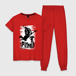 Пижама хлопковая женская Punk jump, цвет: красный