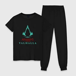 Пижама хлопковая женская Assassins Creed Valhalla - logo, цвет: черный