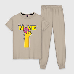 Пижама хлопковая женская The Simpsons Movie, цвет: миндальный