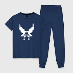 Пижама хлопковая женская Hollywood Undead - две птице, цвет: тёмно-синий