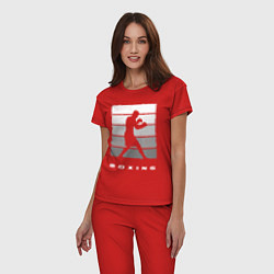 Пижама хлопковая женская Силуэт боксера, цвет: красный — фото 2