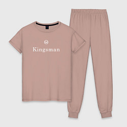 Пижама хлопковая женская Kingsman - логотип, цвет: пыльно-розовый