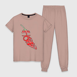 Пижама хлопковая женская Red Hot Chili Peppers Арт, цвет: пыльно-розовый
