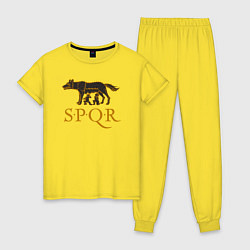 Пижама хлопковая женская Капитолийская волчица SPQR, цвет: желтый