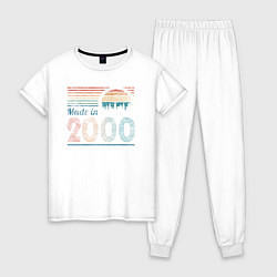 Пижама хлопковая женская Сделано в 2000 ретро, цвет: белый