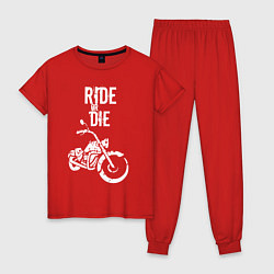 Пижама хлопковая женская Ride or Die винтаж, цвет: красный
