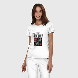 Пижама хлопковая женская The Beatles - Жуки, цвет: белый — фото 2