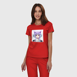 Пижама хлопковая женская Корделия арт, цвет: красный — фото 2