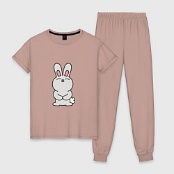 Пижама хлопковая женская Cute Rabbit, цвет: пыльно-розовый