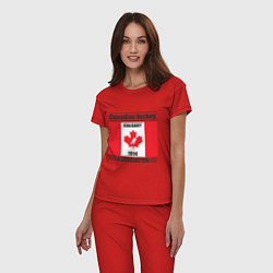 Пижама хлопковая женская Федерация хоккея Канады, цвет: красный — фото 2