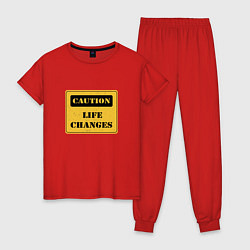 Пижама хлопковая женская Life Changes, цвет: красный