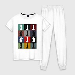 Женская пижама Шахматные фигуры на цветном фоне