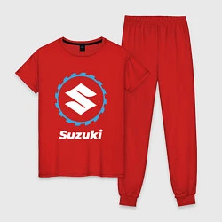 Пижама хлопковая женская Suzuki в стиле Top Gear, цвет: красный
