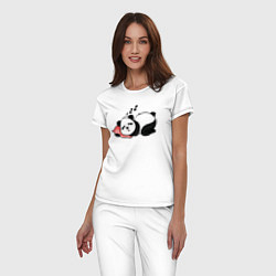 Пижама хлопковая женская Дрыхнущая панда, цвет: белый — фото 2
