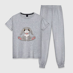 Пижама хлопковая женская Кролик - Улыбашка, цвет: меланж