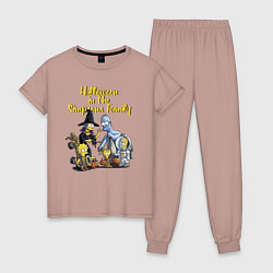 Пижама хлопковая женская Halloween in the Simpsons Family, цвет: пыльно-розовый