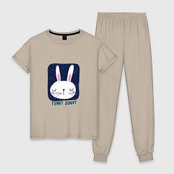 Пижама хлопковая женская Funny - Bunny, цвет: миндальный