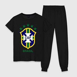 Пижама хлопковая женская Brasil CBF, цвет: черный