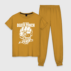 Пижама хлопковая женская FFDP skull, цвет: горчичный