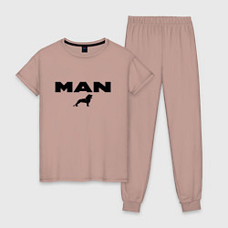 Пижама хлопковая женская MAN лев, цвет: пыльно-розовый